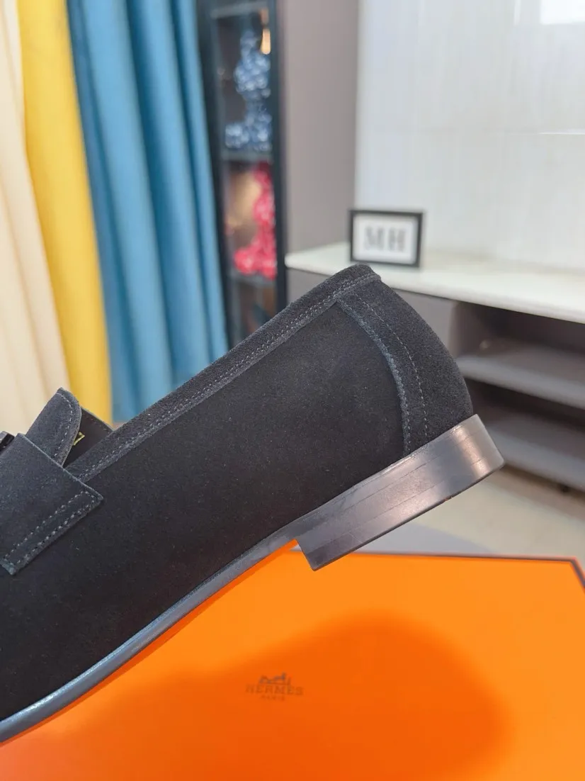 Men's shoes 💰560🌹🌹Niuli "HERMES" Hermès business leather shoes, original factory configuration, original imported cowhide upper + luxury hardware logo + fully imported original customized cowhide lining, sole: rubber wear-resistant outsole, difficult craftsmanship, original factory follow-up goods, 🔍🔍high quality code number: 38-44 45 can be customized